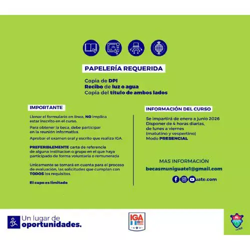 Becas de inglés de MuniGuate y el IGA 2026