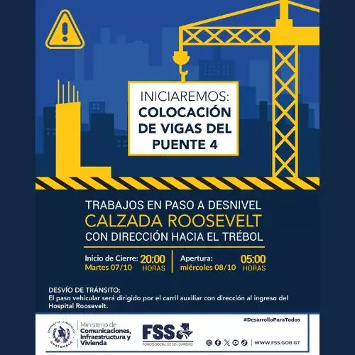Cerrarán la Calzada Roosevelt el martes 7 de octubre del 2025