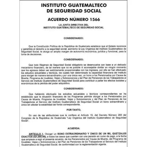 El Bono extraordinario del IGSS 2025 para pensionados