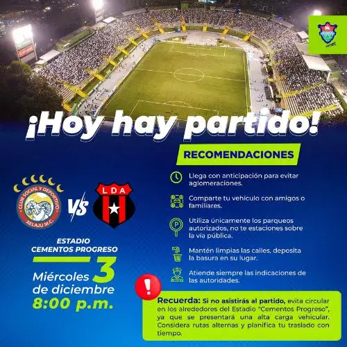 Tráfico en Guatemala por partido Alajuelense vs Xelajú MC el 3 de diciembre 2025