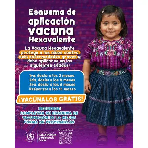 Vacuna Hexavalente disponible de forma gratuita en centros de salud de Guatemala