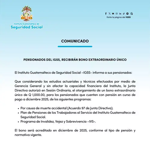 bono extraordinario único del IGSS