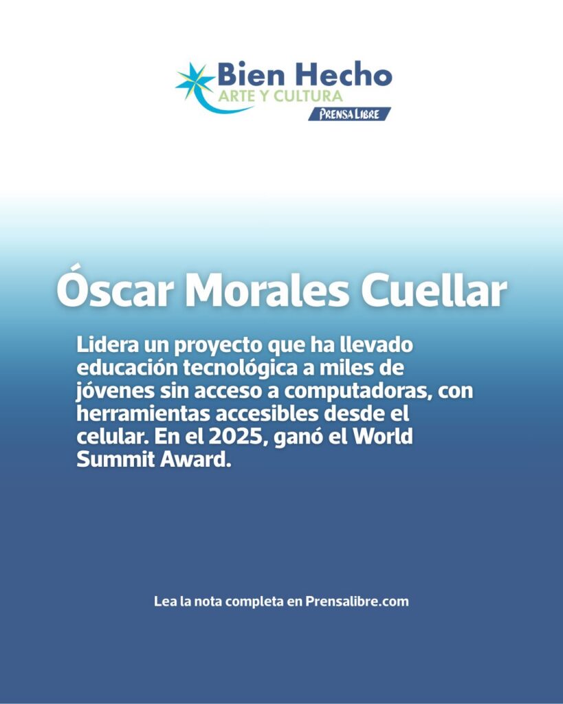 El guatemalteco Oscar Morales Cuellar ha recibido numerosos premios y reconocimientos internacionales por su dedicación a democratizar la tecnología, educación e innovación en América Latina.