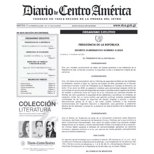 El Decreto 2-2026 Estado de prevención en Guatemala 2026