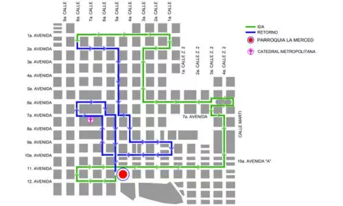 Procesión 3 de abril 2026, Parroquia La Merced Zona 1 Ciudad Guatemala
