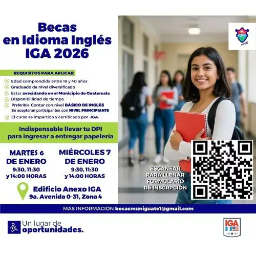 Aplica becas de inglés de la Municipalidad de Guatemala y el IGA 2026