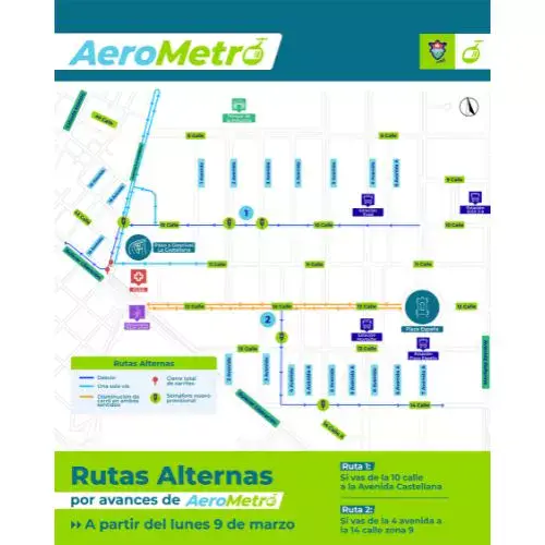 Cierres vehiculares por construcción AeroMetro en Ciudad Guatemala