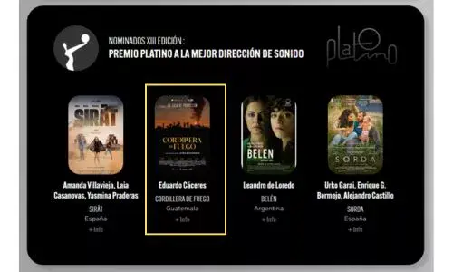 Eduardo Cáceres y Cordillera de Fuego nominada a los Premios Platino 2026