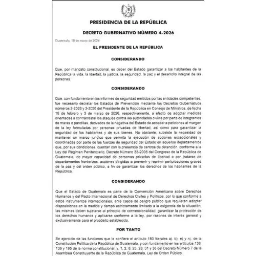 Estado de Prevención en Guatemala 2026 vigente desde el 19 de marzo 2026