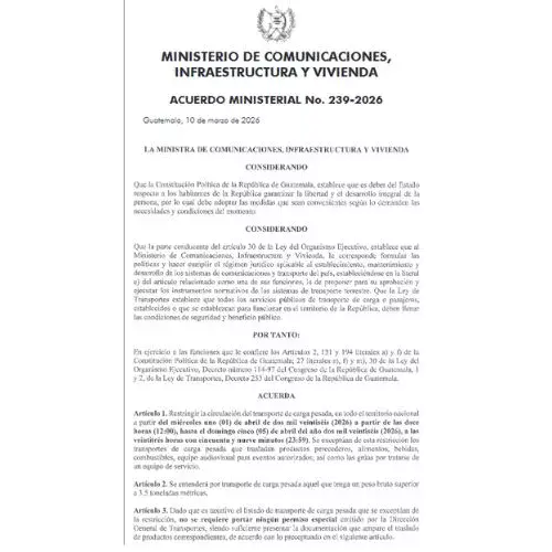 Horarios y días Restricción al transporte pesado en Guatemala 2026 durante la Semana Santa 2026