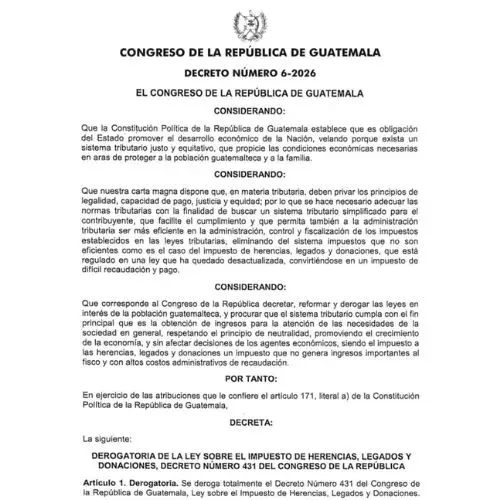 Impuesto de herencias en Guatemala dejará de pagarse en abril de 2026