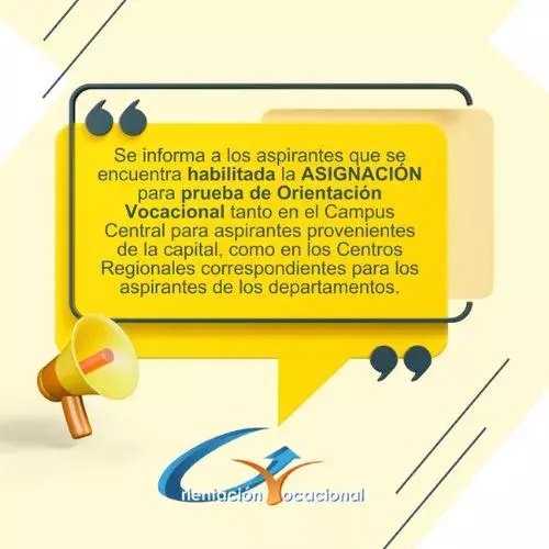 Proceso de asignación Prueba de Orientación Vocacional de USAC 2026