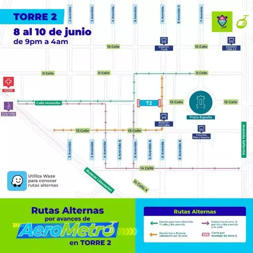 Cierres nocturnos por AeroMetro en Ciudad Guatemala 8 al 12 de junio 2026