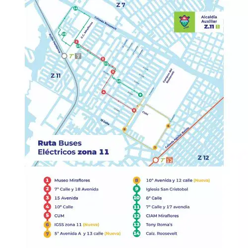 Nuevo Recorrido buses eléctricos Zona 11 de Ciudad Guatemala