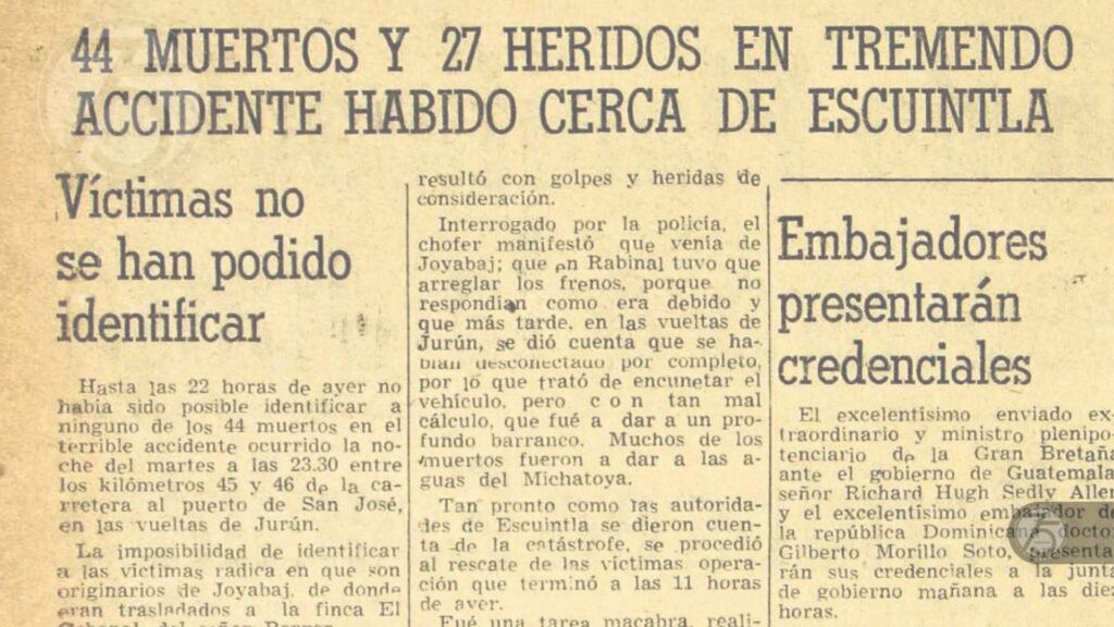 Tragedia en 1954: Un devastador accidente de bus cobra la vida de 44 personas