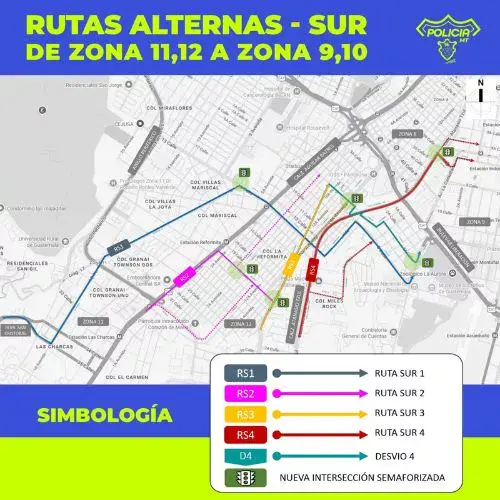 Nuevos reversibles y rutas alternas en Ciudad Guatemala 2026 habilitados PMT