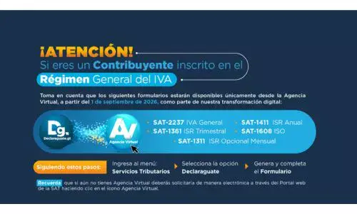 Formularios de SAT disponibles únicamente en la Agencia Virtual a partir de septiembre de 2026