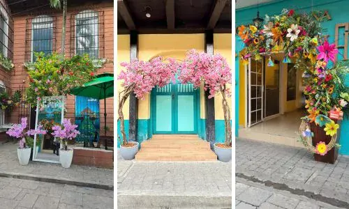 Decoraciones en la primera edición del Festival de las Flores en Isla de Flores